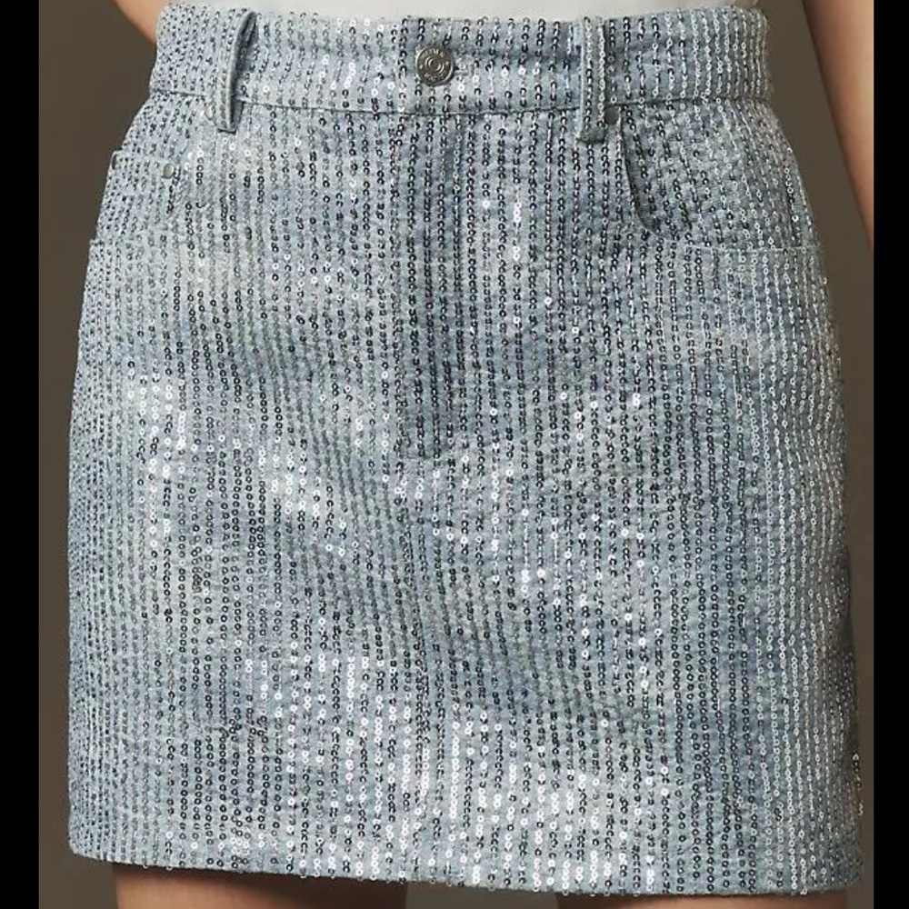 Walter Baker Silver Sequin Pencil Skirt